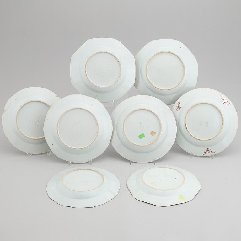 A set of eight odd famille rose dishes, Qing dynasty, Qianlong (1736-95).