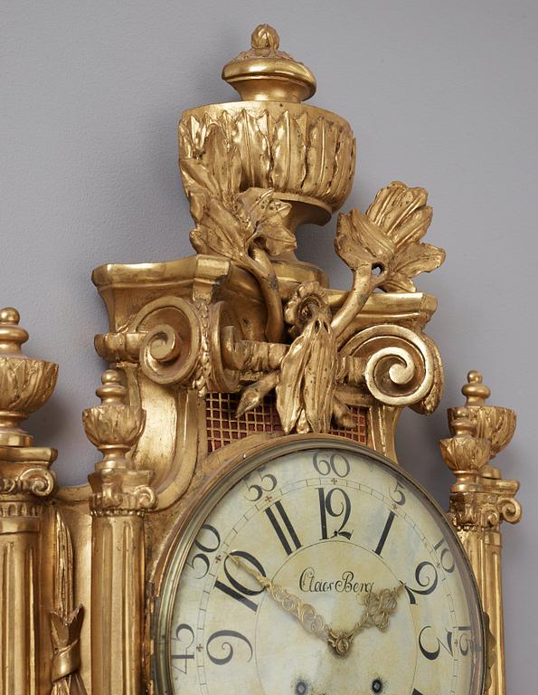 A Gustavian wall clock by Claes Berg, master 1762.