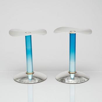 Owe Johansson, a pair of sterling silver candlesticks, Lund (Hven) Sweden 1994.