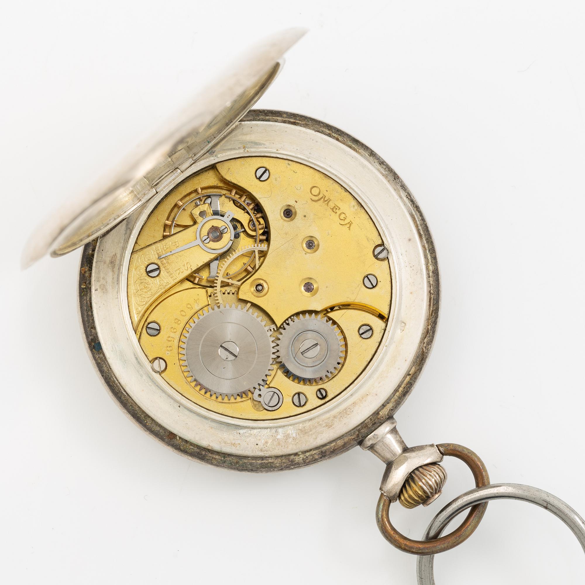 Omega, pocket watch, hunting case, "Red Twelve", 51 mm.