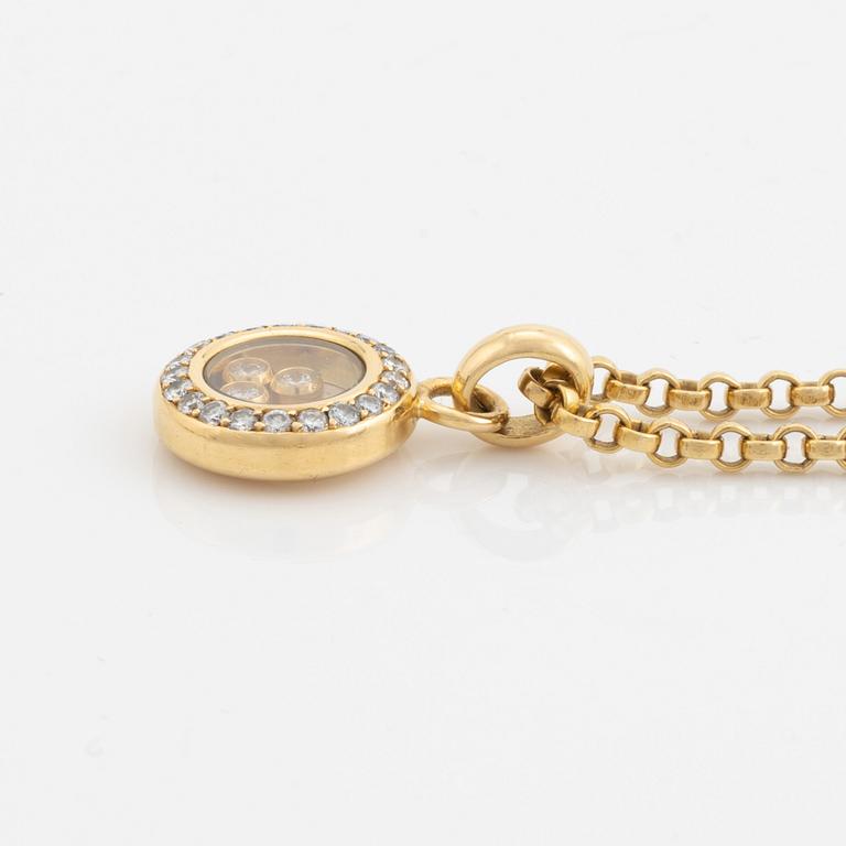 A Chopard "Happy diamonds" 18K gold necklace set with round brilliant-cut diamonds.