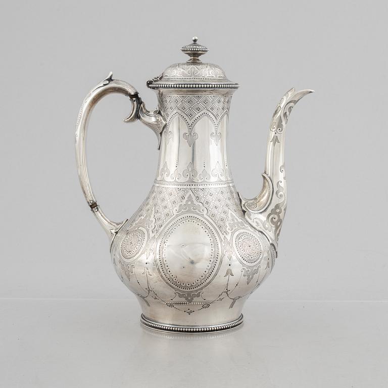 Edward & John Barnard, a sterling silver coffee pot, London, England 1862.