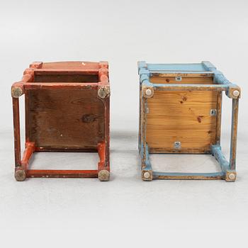 Chairs, five pieces, similar, folk art, late 19th century.
