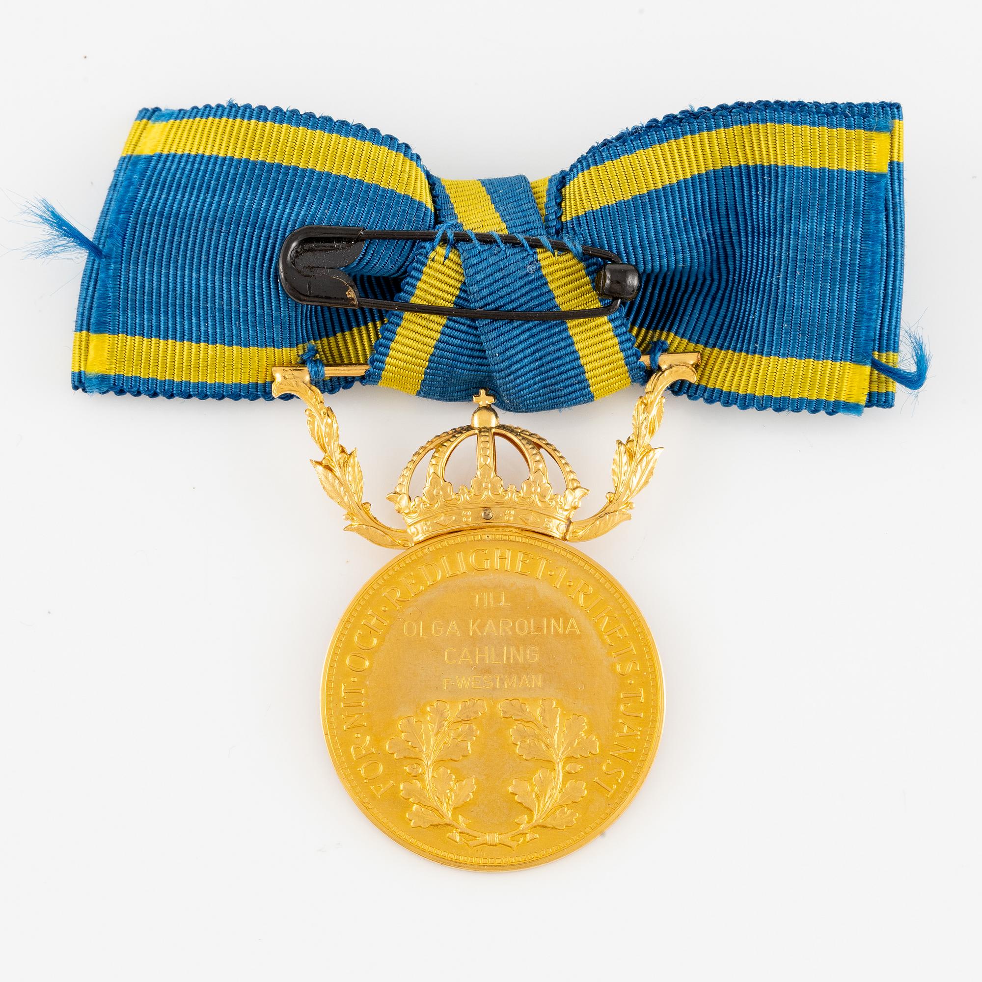Medal, 18k gold, Sweden, Gustav VI Adolf.