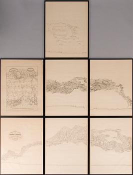 Set of 7 mid 19th Century Finnish lithograph maps of Saima channel by F. Tengström.