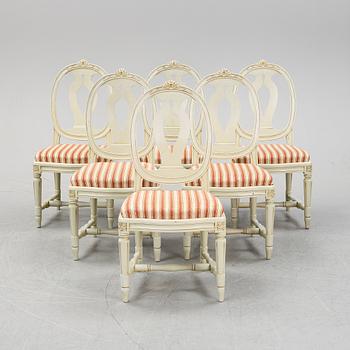 Six Gustavian style chairs, second half of the 20th Century.