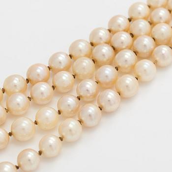 Pärlcollier, odlade pärlor, lås 18K vitguld.