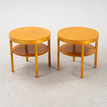 A pair of birch bedside tables, 1930's.