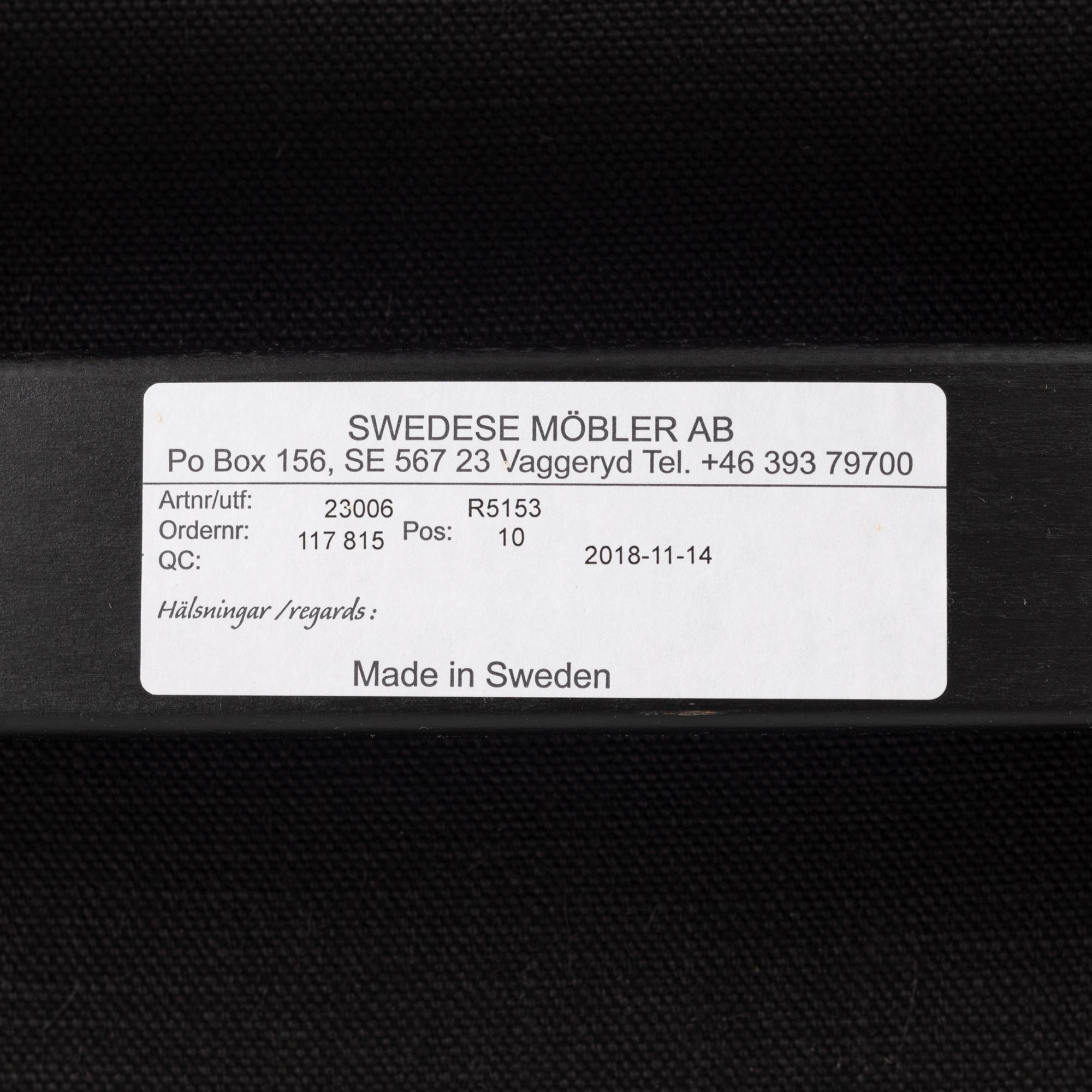 Yngve Ekström, a  'Lamino' easy chair with foot stool, Swedese, 2018.