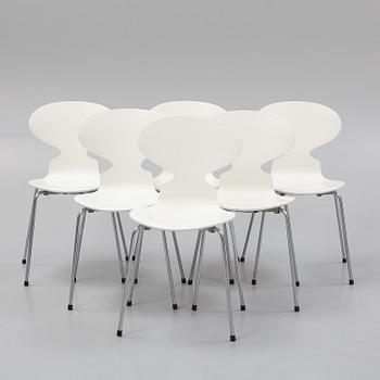 Arne Jacobsen, six 'Ant' chairs, Fritz Hansen, Danmark.