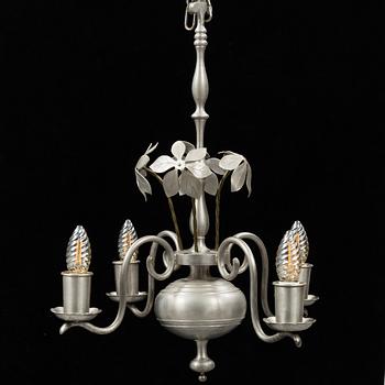 ESTRID ERICSON, a model 104 pewter chandelier, Svenskt Tenn, 1920's.