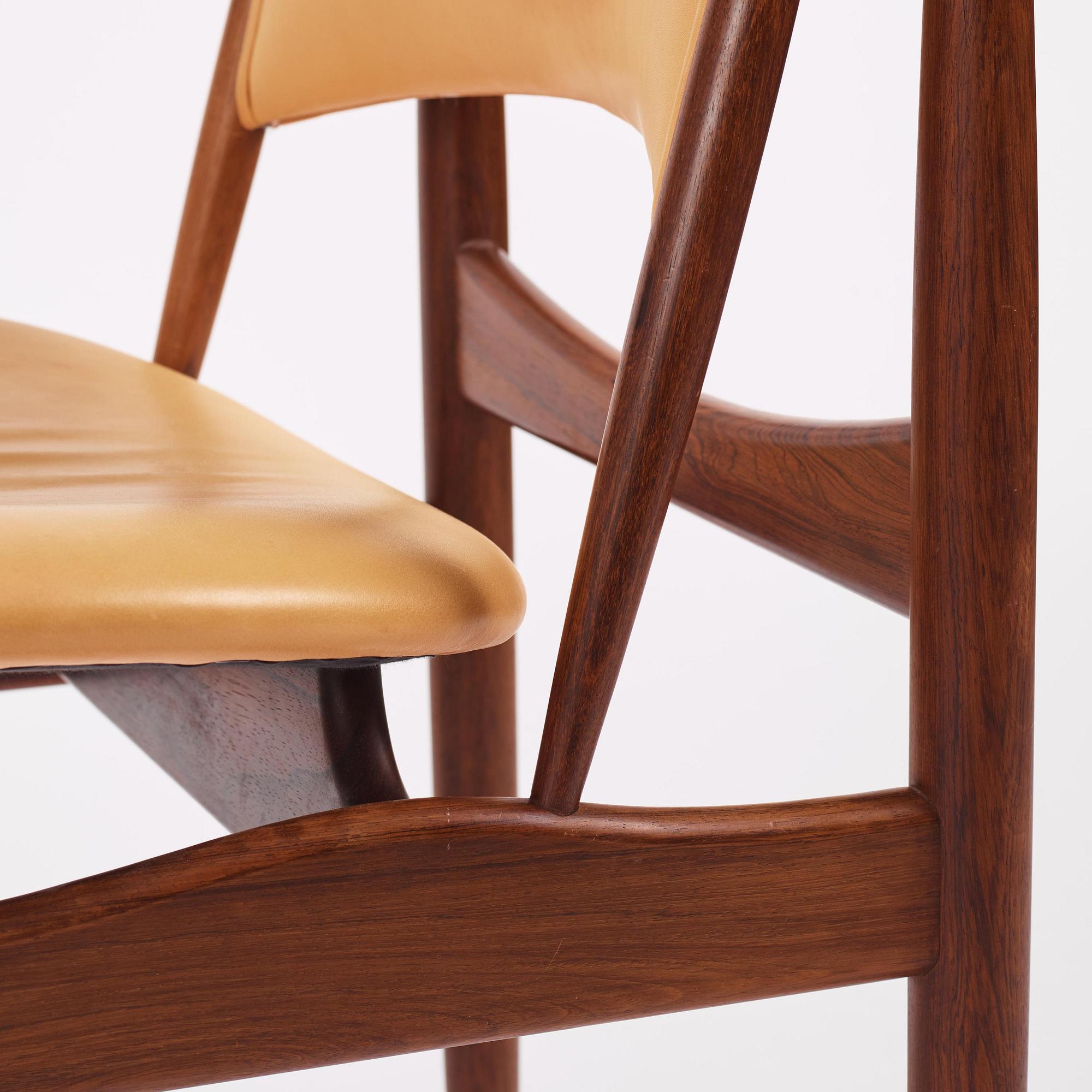 Finn Juhl, a rosewood "Egyptian" chair model FJ49, cabinetmaker Niels Vodder, Copenhagen, 1950s-60s.
