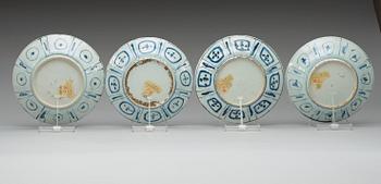 A set of four odd blue and white kraak dishes, Ming dynasty, Wanli (1572-1620).