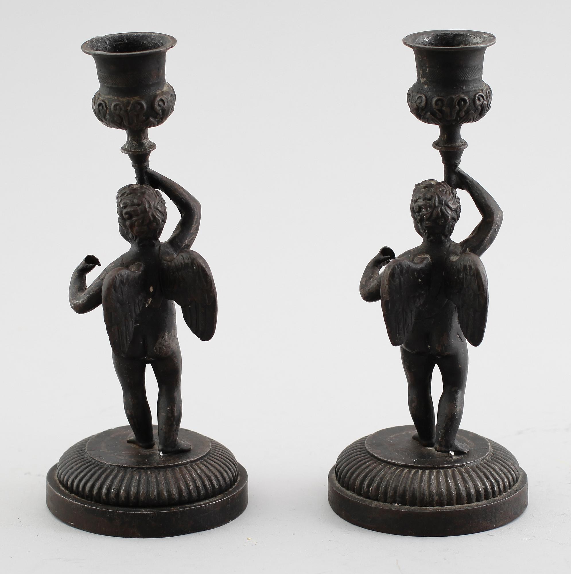 LJUSSTAKAR, 1 par, gjutgods, 1800-talets första hälft.