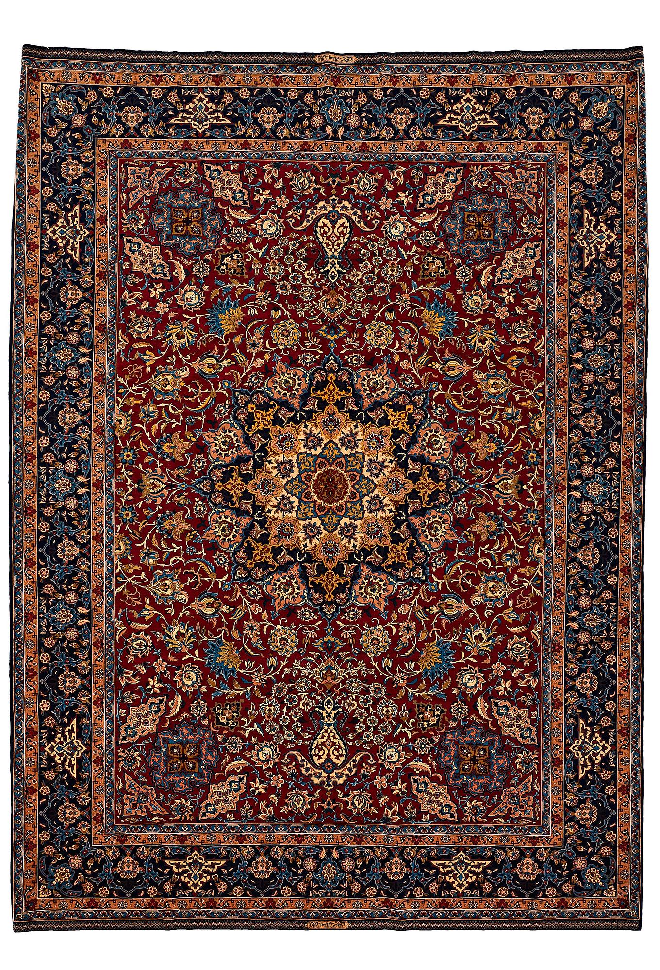 MATTA, old Isfahan, ca 347 x 252 cm (samt kortsidorna med 3 respektive 2,5 cm slätväv).