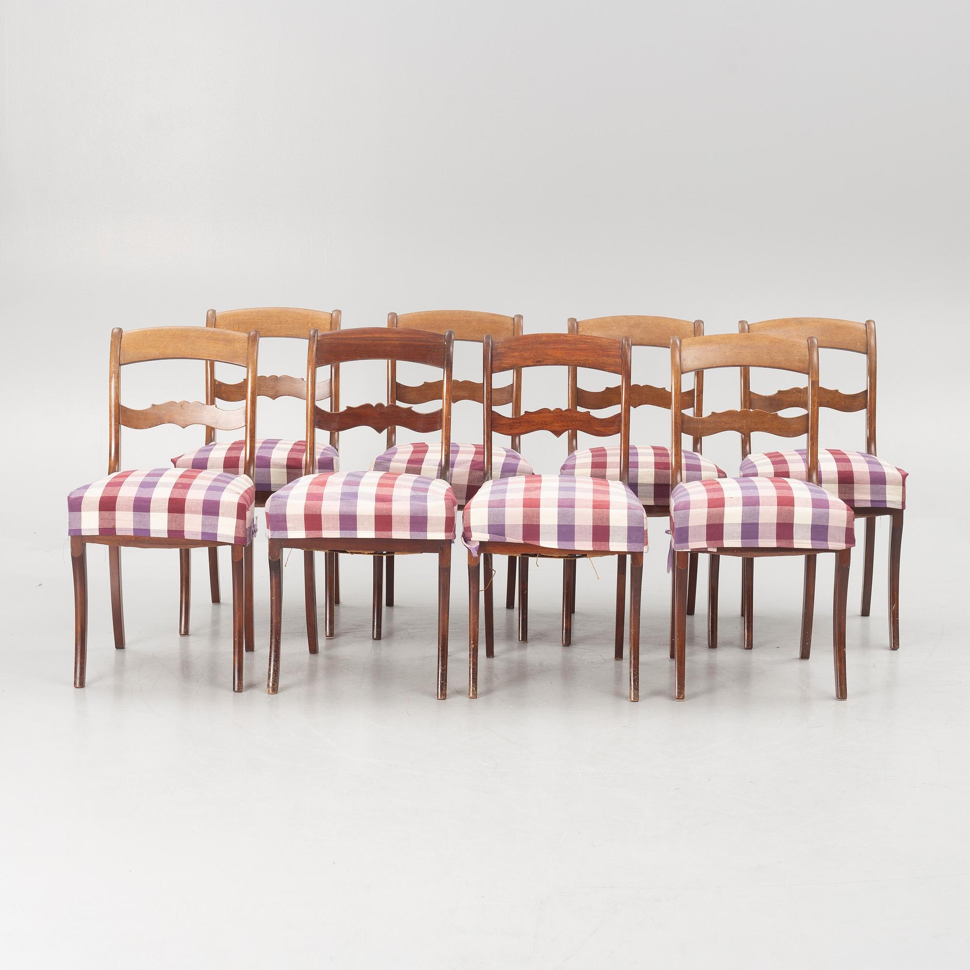 Chairs, 8 pcs, late Empire style, second half of the 19th century.