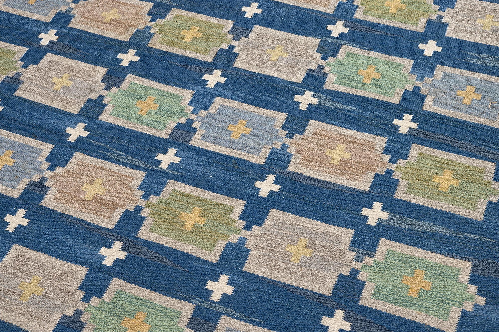 Judith Johansson, a carpet, 'Stjärnsund', flat weave, c. 286 x 199 cm signed JJ.
