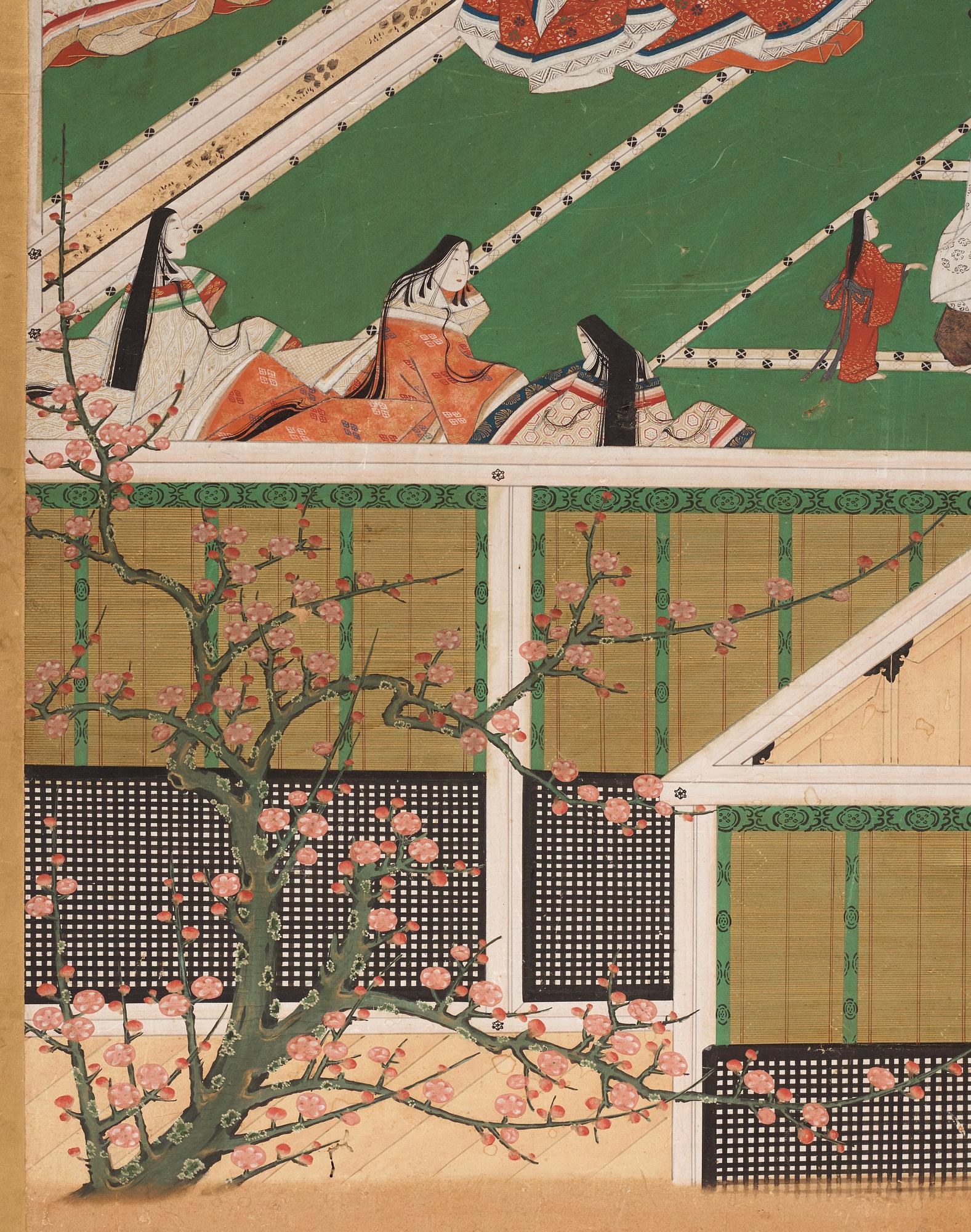 A Japanese six fold screen, Edo period (1603-1868).