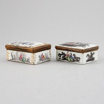 Dosor, 2 st, emalj, 1700/1800-tal.