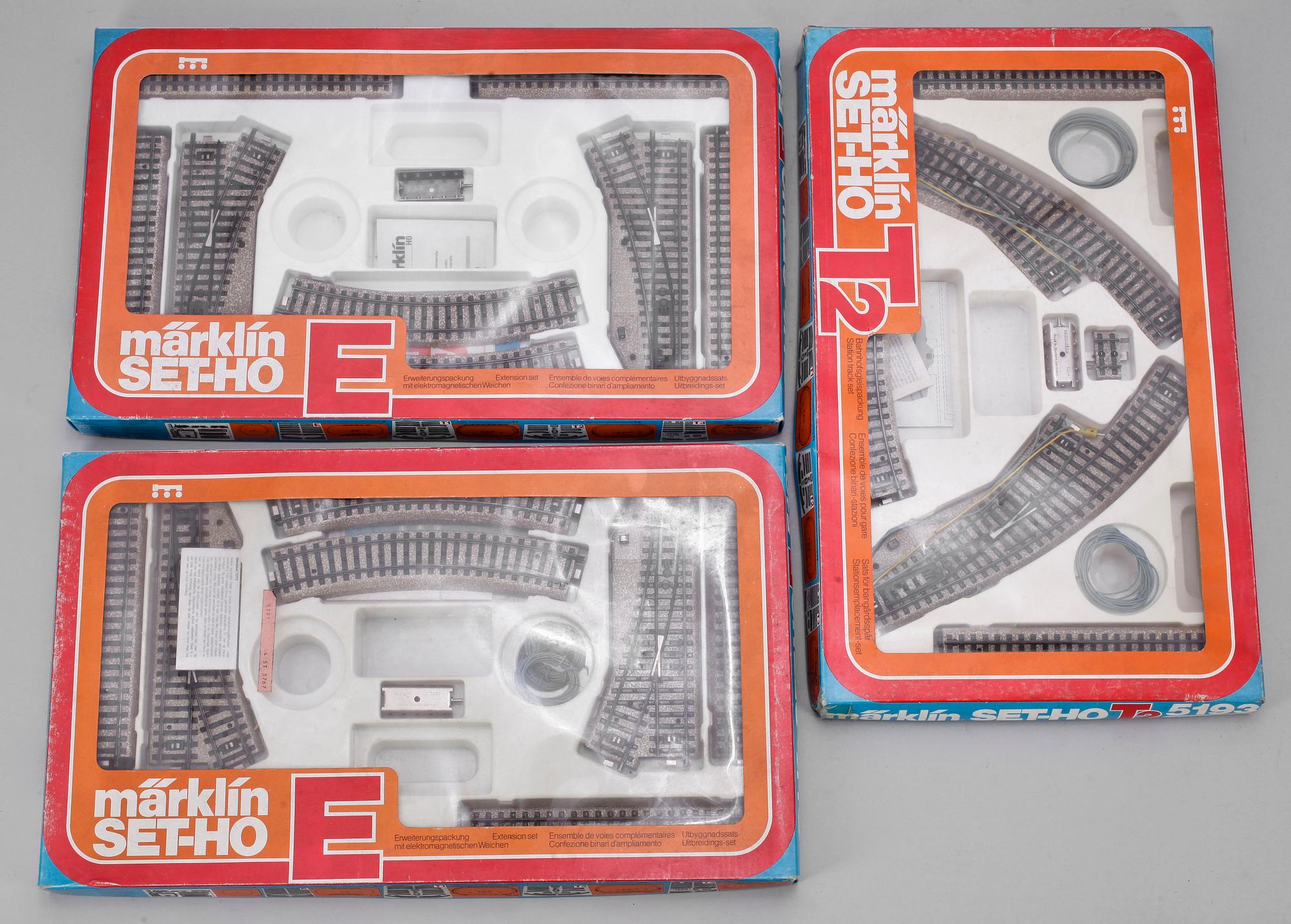 UTBYGGNADSSATSER, 3 st, 2 x "5191" samt "5193", Märklin, 1900-talets andra hälft.