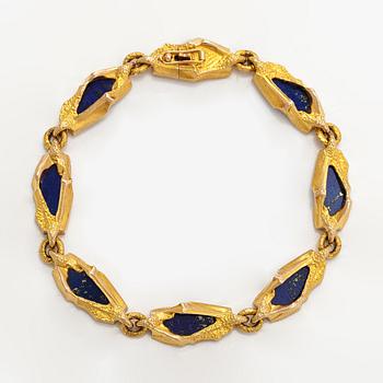 Björn Weckström, A 14K gold and lapis lazuli bracelet "Toltec". Lapponia 1999.