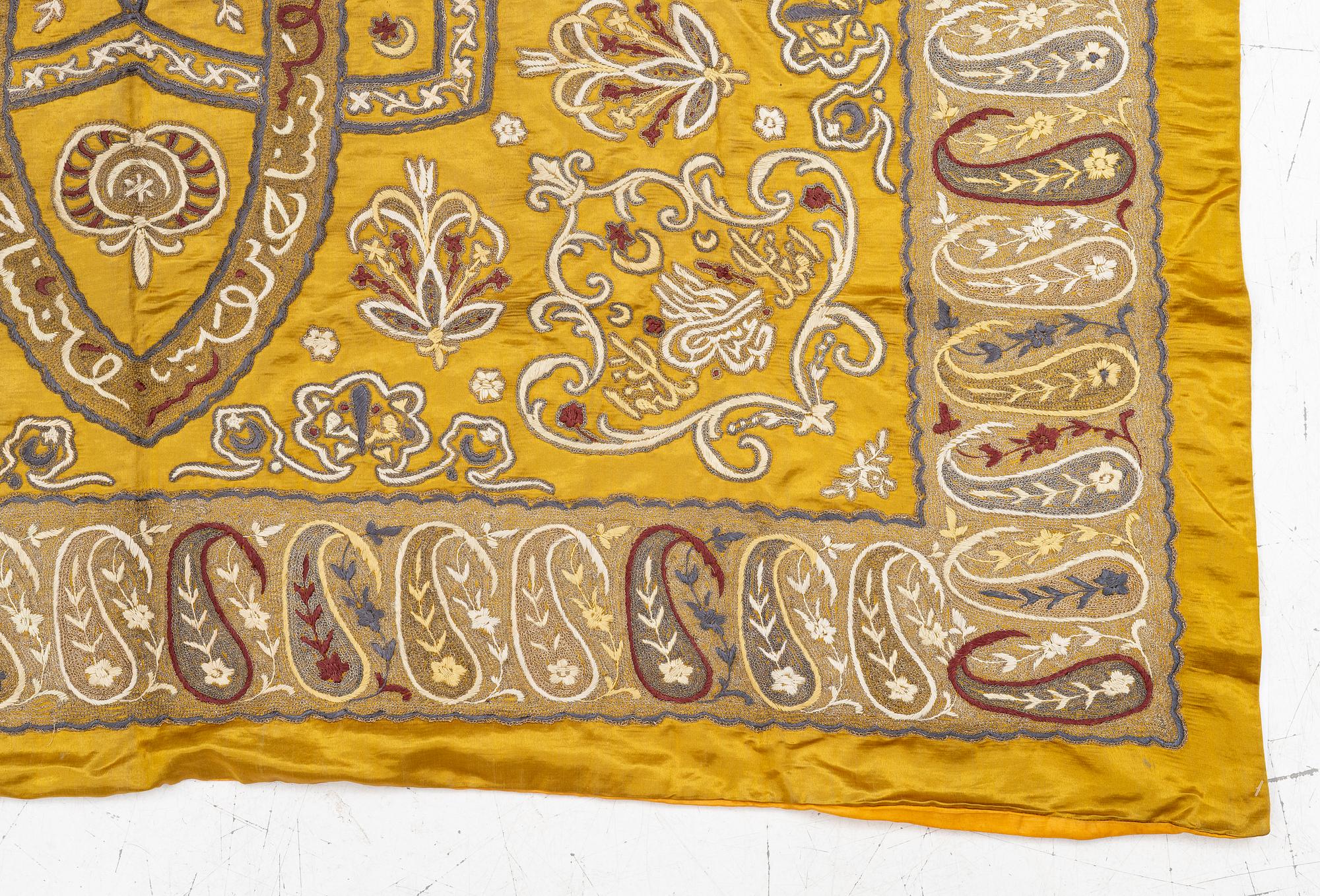 A silk an metal Shawl, c. 124 x 117 cm, Turkey, first half of the 20th century.