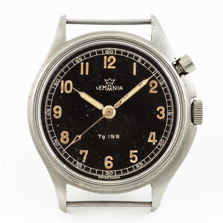 Lemania, Tg 195, "Tre Kronor", kronograf, armbandsur, 40 mm.