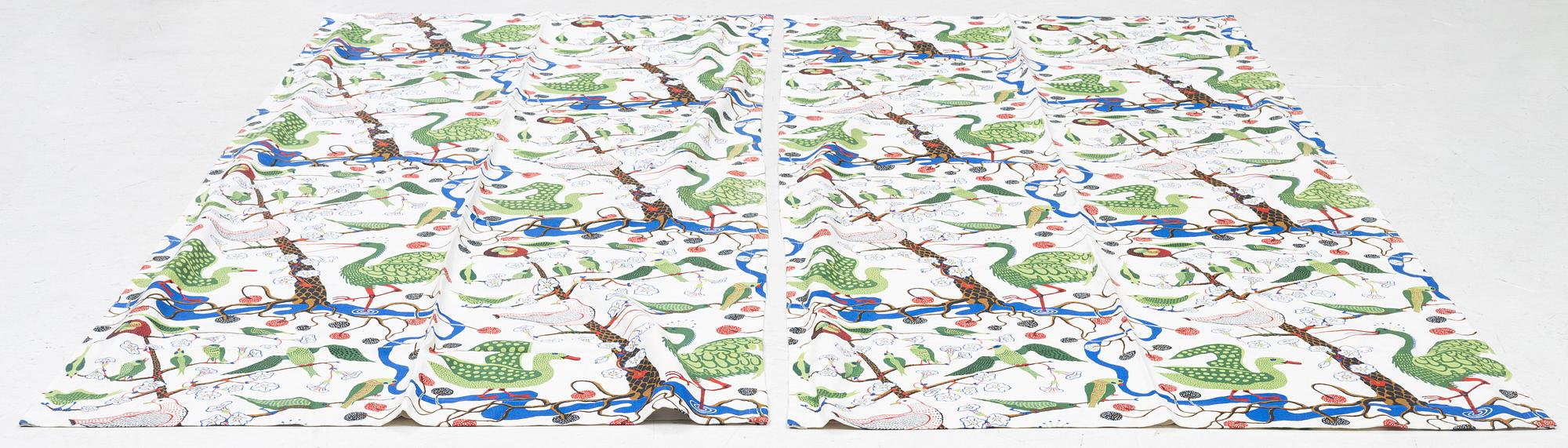 Josef Frank, curtains, a pair, "Green Birds", Svenskt Tenn.