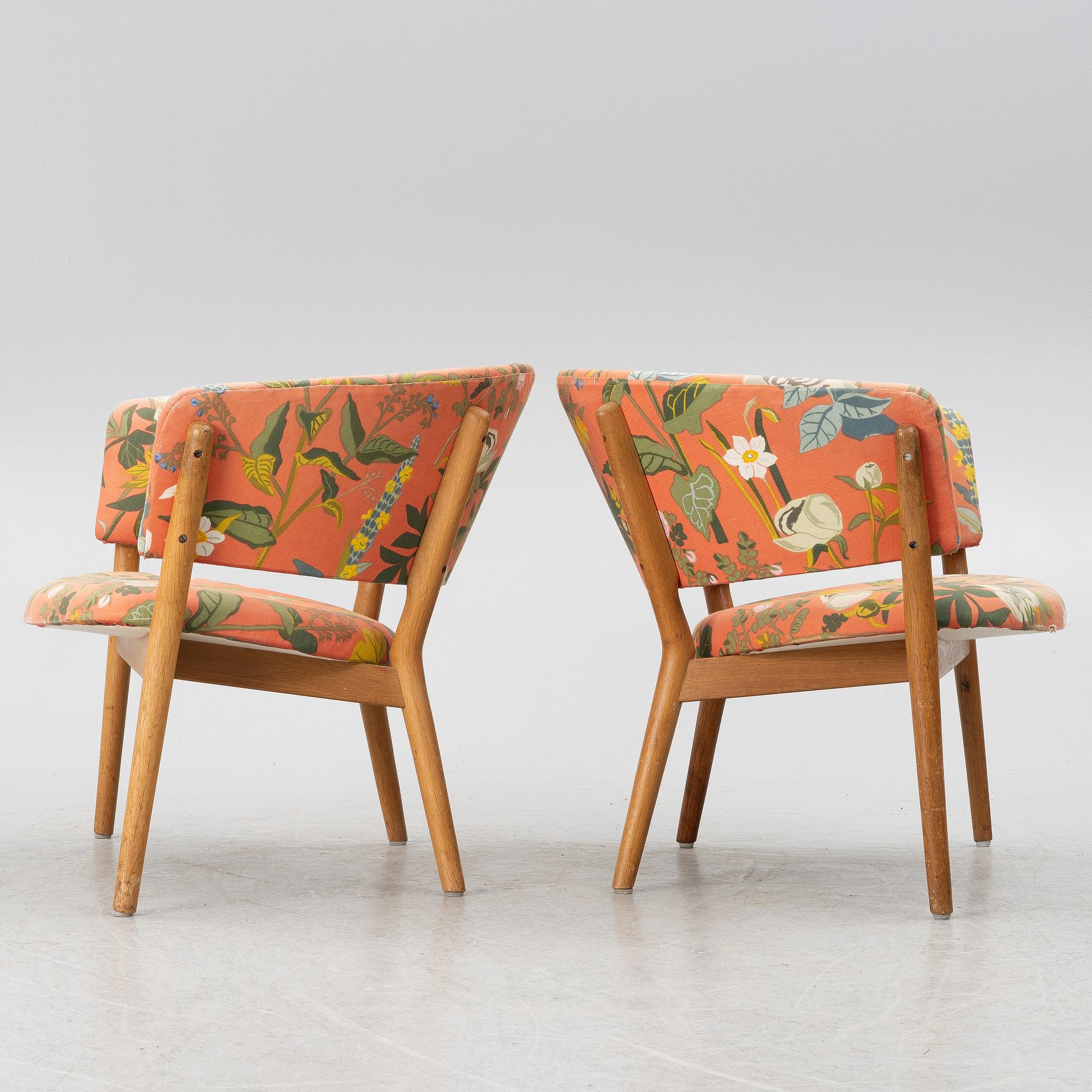 Jörgen & Nanna Ditzel, a pair of 'Kitani ND-01' armchairs, Willadsen, Vejen, Denmark, 1950s.