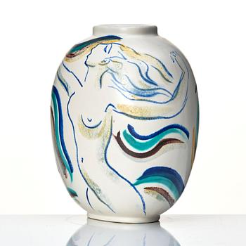 Isaac Grünewald, a stoneware vase, Rörstrand, Sweden 1940s.