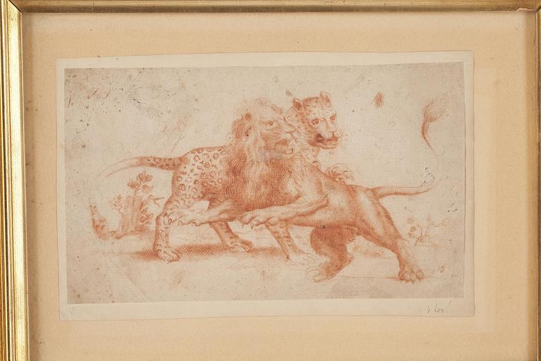 Carle van Loo Circle of, Leopard and lion.