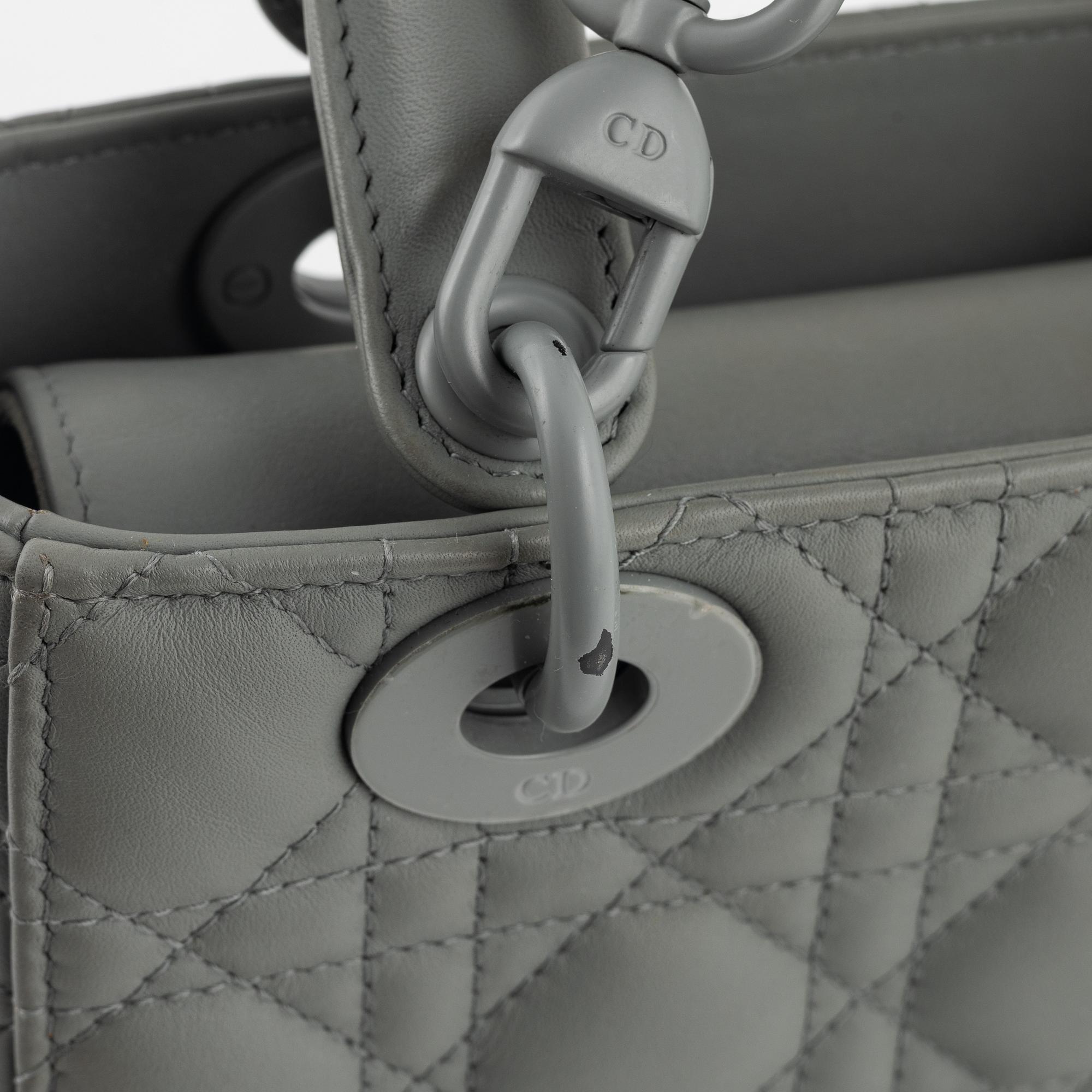 Christian Dior, A Ultramatte Gray Stone Cannage Calfskin 'Lady Dior my ABCDIOR bag'.