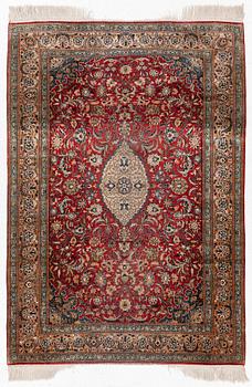 A silk Kashmir rug, c. 176 x 121 cm.