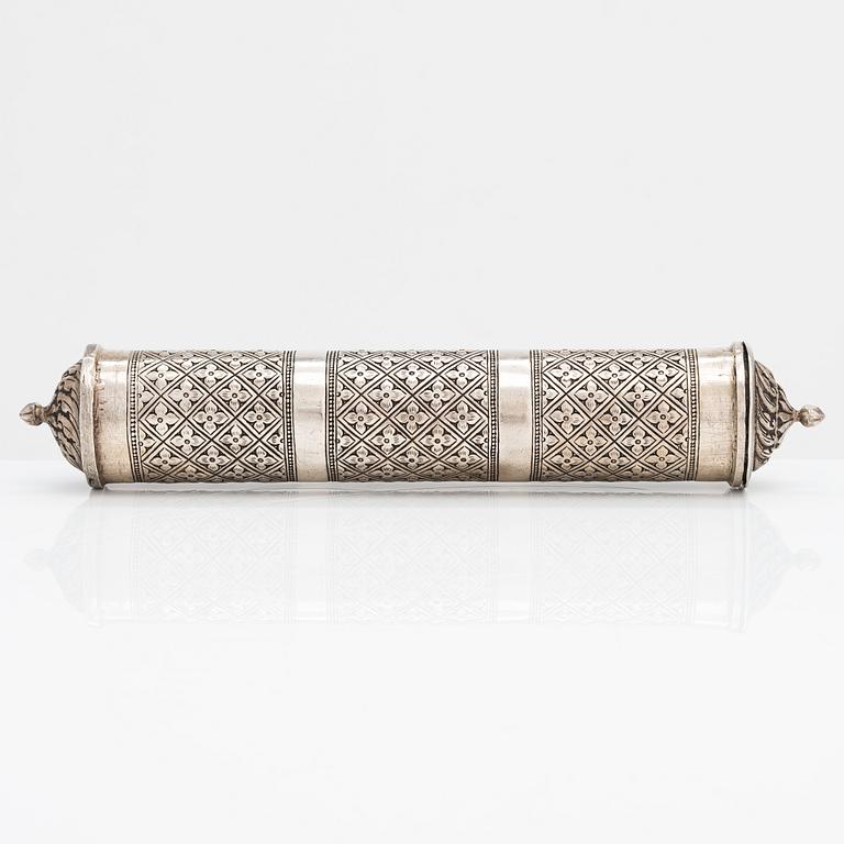 A silver incense sticks container, 20th century.