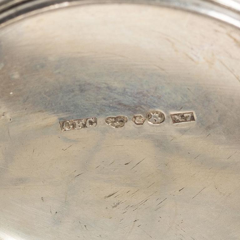 Six silver vodka cups, in the form of three detachable barrels, including mark of CF Carlman, Stockholm 1924.