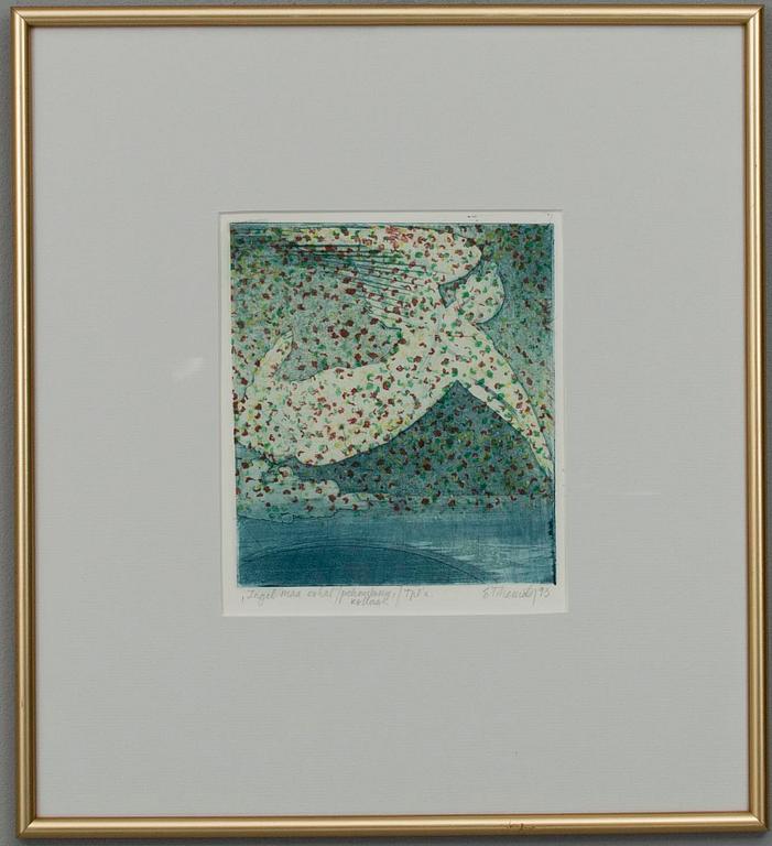 EVI TIHEMETS (ESTLAND), färgetsning, Tpl'a, sign. och dat. 93.