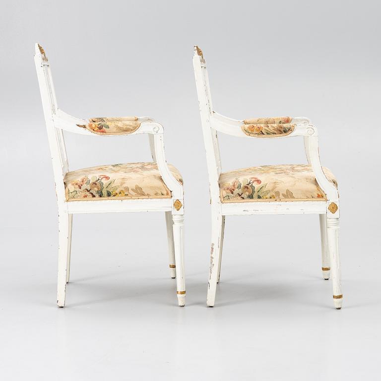 Karmstolar, ett par, Lindome, omkring år 1800, sengustavianska.