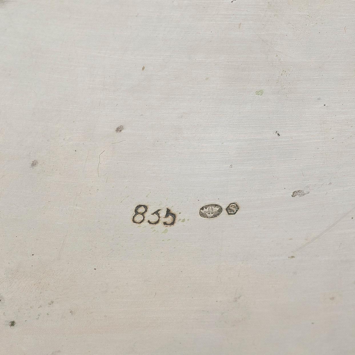 Sugar box, silver, Rococo style, Swedish import mark.