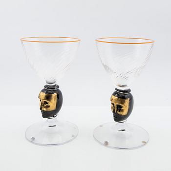 Bertil Vallien, Trophies, 2 pcs, "Head first", limited edition, Kosta Boda.