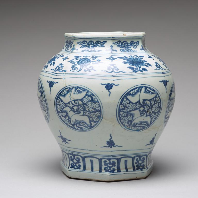 A blue and white jar, Ming dynasty, 16th Century.