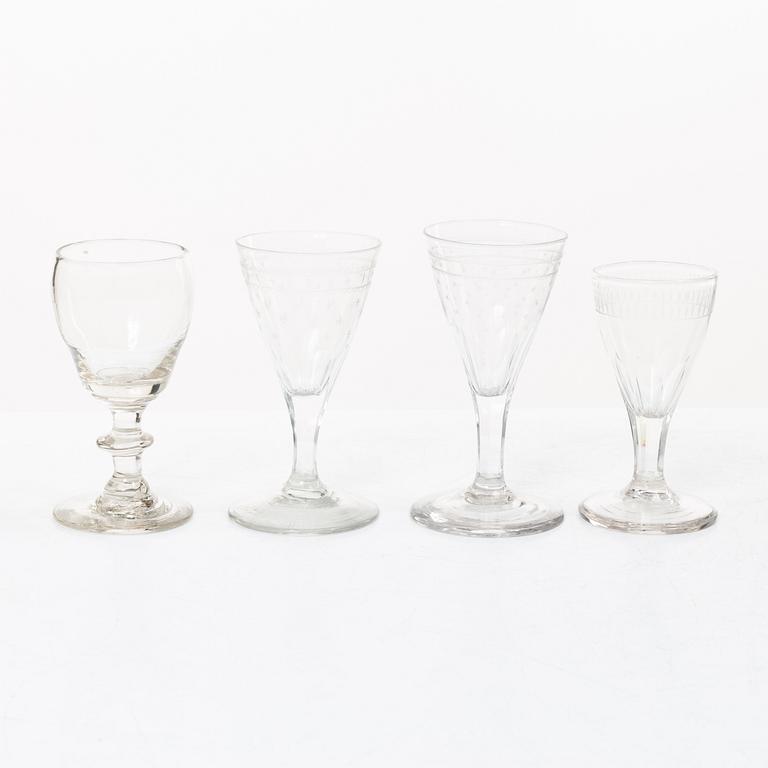A set of thirty late Gustavian glasses, including from Casimirsborgs glassworks, late 18th/early19th century.