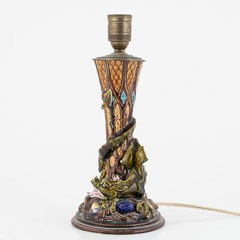 A Swedish Majolica Table Lamp by Rörstrand, circa 1900.