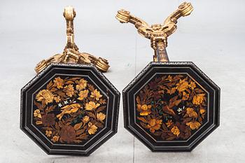 A pair of French Baroque circa 1700 candle stands.