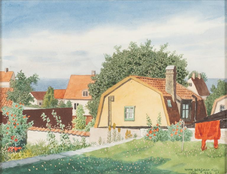 Oskar Bergman, watercolour, signed and dated Visby 20/9 1953.