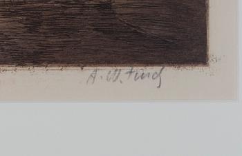 ALFRED WILLIAM FINCH, etsning, sign.