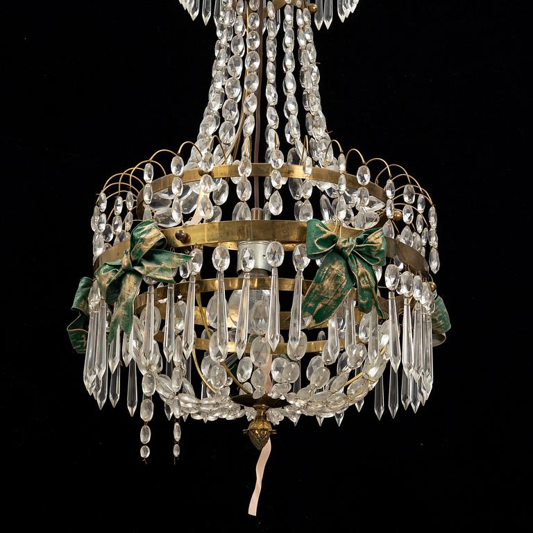 A Gustavian style chandelier from around the year 1900.