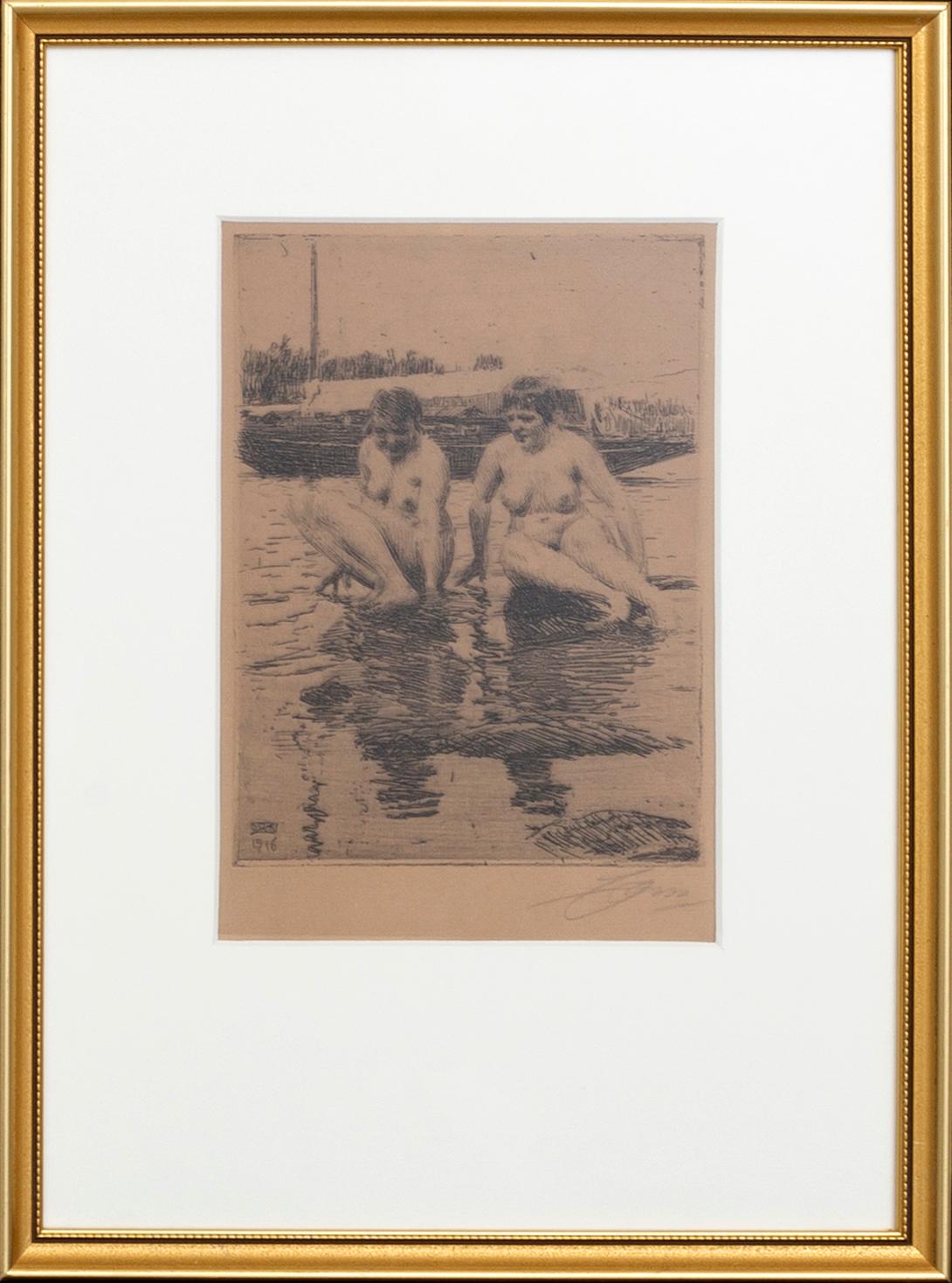 Anders Zorn, etsning, 1916, signerad.