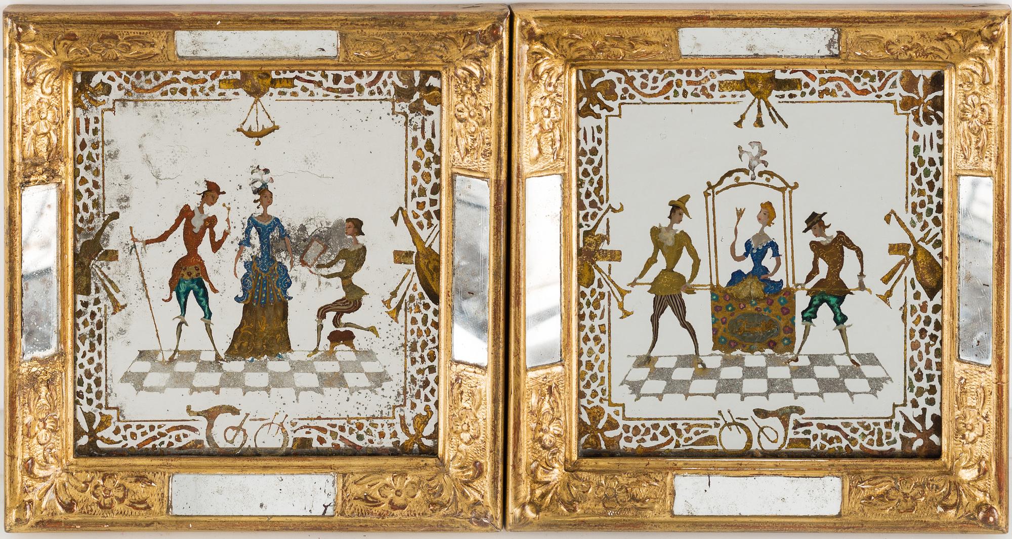Two 20th century glass paintings.