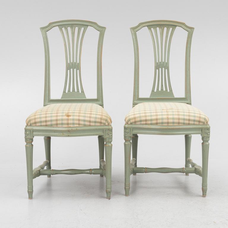 A set of ten Gustavian style chairs, second half of the 20th Century.