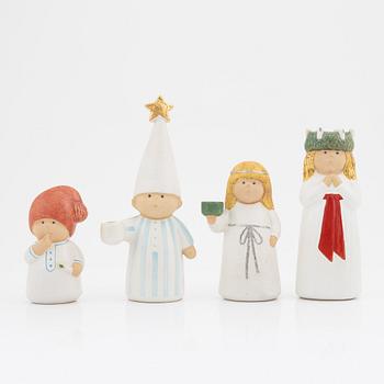 Lisa Larson, four stoneware Lucia figurines, K-studion, Gustavsberg.